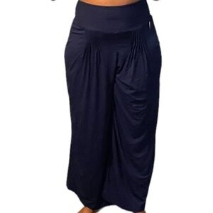 Victoria Secret Pink Elastic High Waisted Navy Blue Flare Pants, Size Large